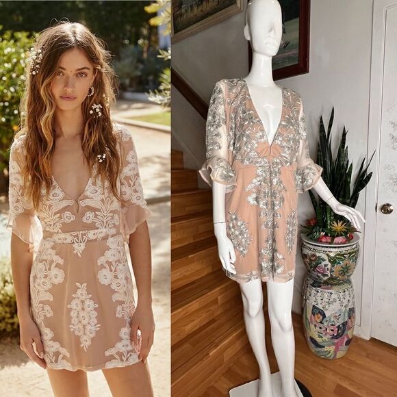 Free People For Love & Lemons Temecula Mini Dress silver - Picture 3 of 8